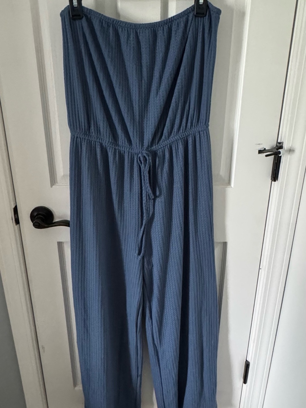 Cupshe Dusty Blue Strapless Wide-Leg Jumpsuit